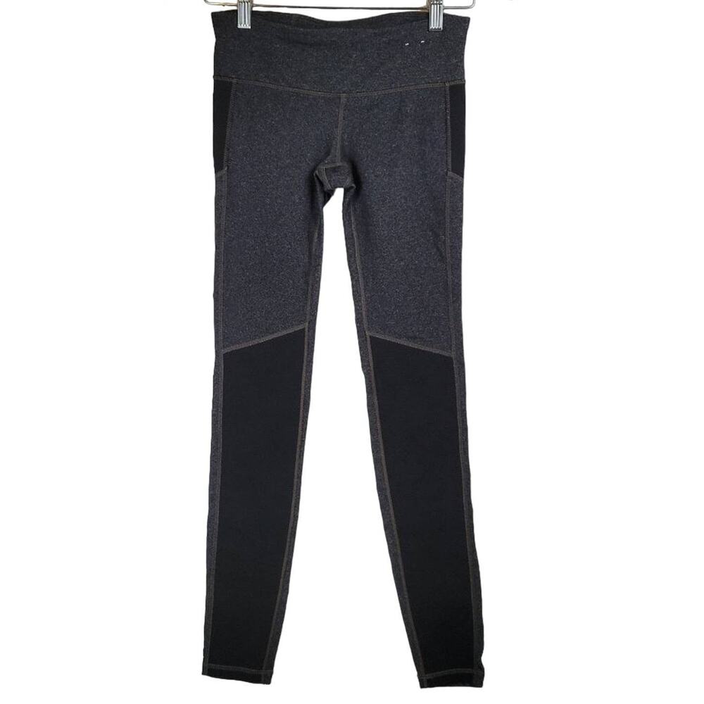 GapFit Women's XS Black Grey Heathered Workout Leggings Pants Pockets